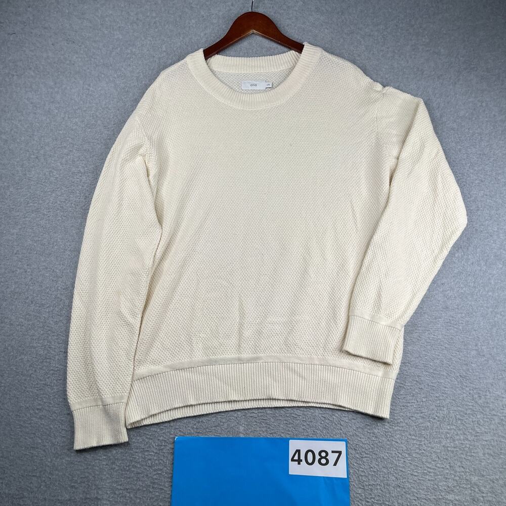 Onia Sweater Ivory Knit Casual Long Sleeve Pullover Casual Mens Large